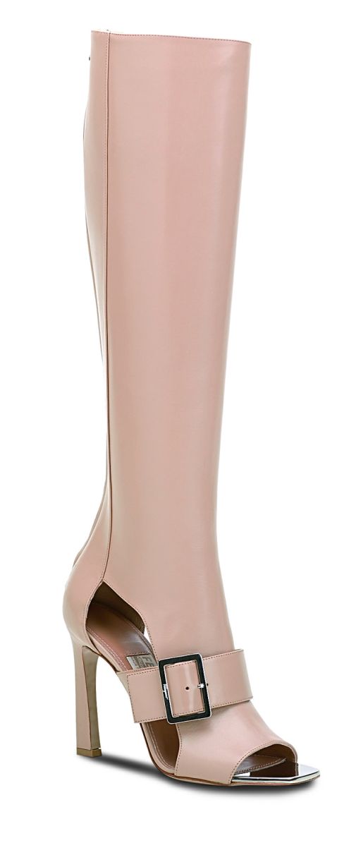 Ferragamo SS14 runway collection nude leather open toe boots